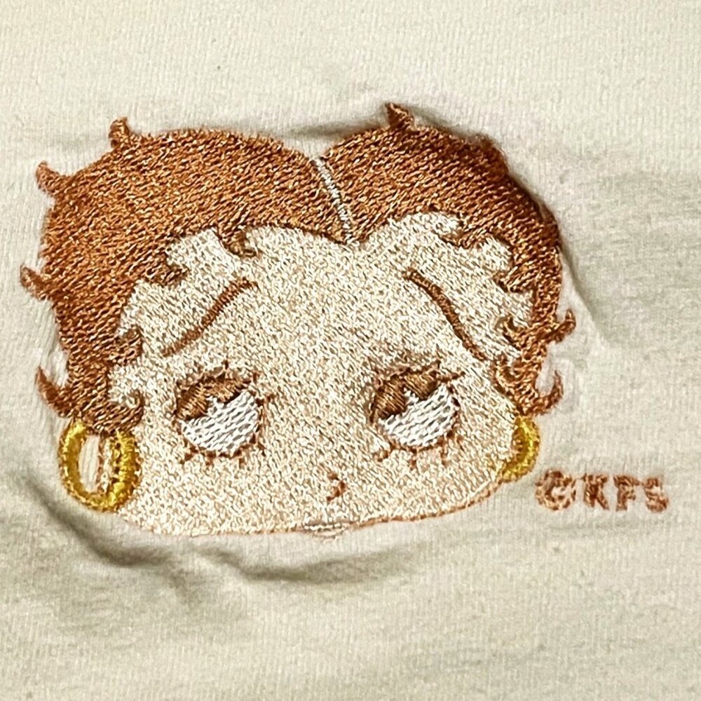 Vintage 90s Betty Boop Embroidered T Shirt Toon Time KFS Fleischer White Large - Picture 4 of 11